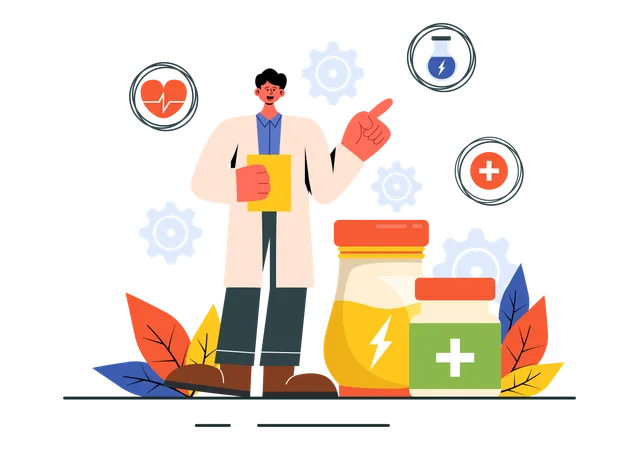 Doctor prescribing energy medicines  Illustration