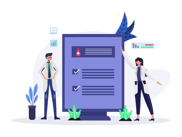 Doctor Presenting Blood Testing  Illustration