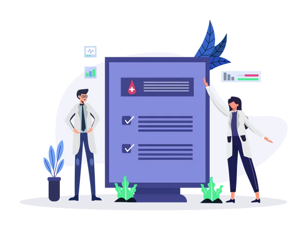 Doctor Presenting Blood Testing  Illustration