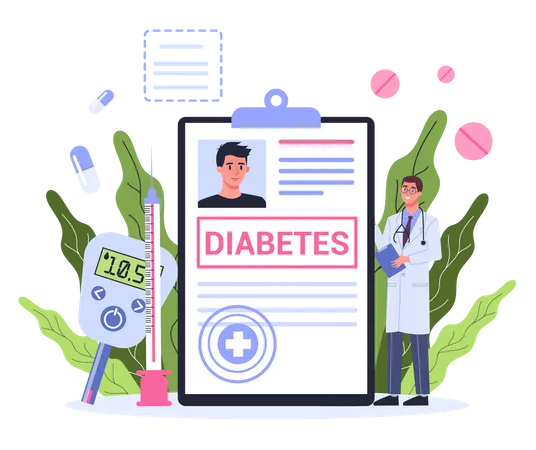 Doctor presenting diabetes report Illustration