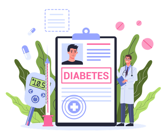 Doctor presenting diabetes report  Illustration