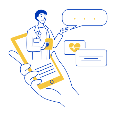 Doctor Presenting Health Records on mobile  Illustration