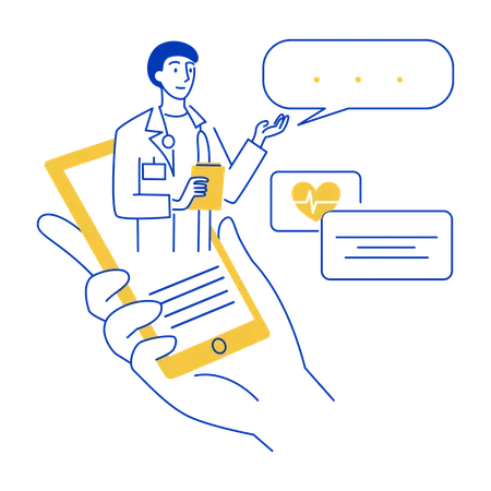 Doctor Presenting Health Records on mobile  Illustration