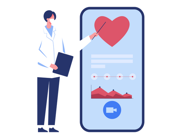 Doctor Presenting Heart report  Illustration