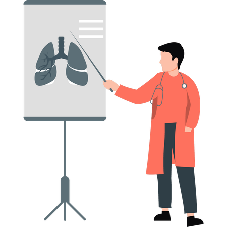 Doctor presenting human diagnosis lungs report  Illustration