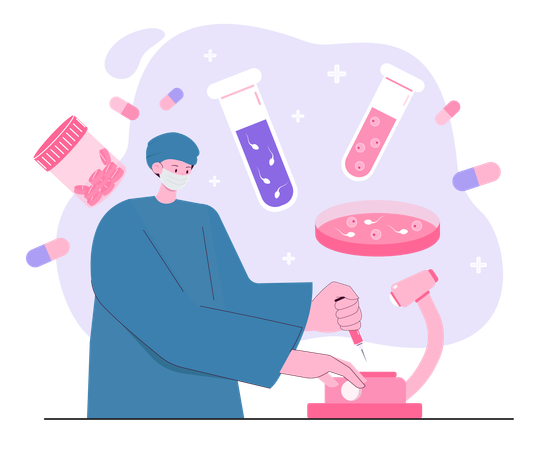 Doctor presenting in vitro fertilization timeline  Illustration