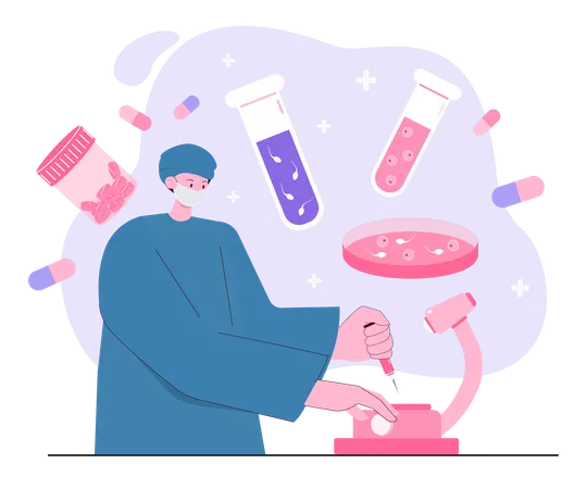 Doctor presenting in vitro fertilization timeline  Illustration