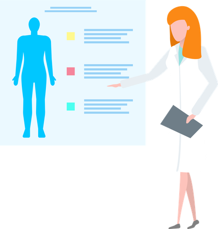 Doctor presenting report of client health  Illustration