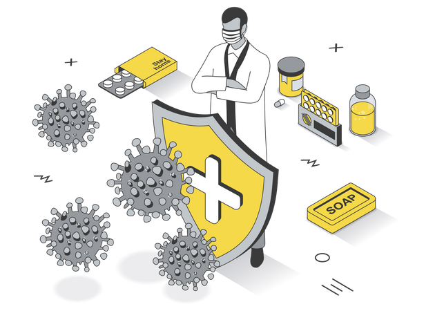 Doctor protecting from coronavirus  Illustration