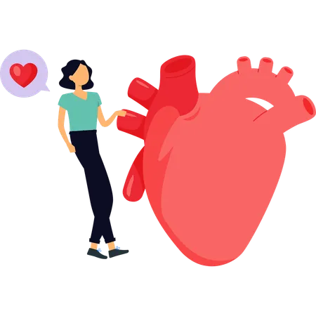The Girl Is Standing Near The Heart Illustration