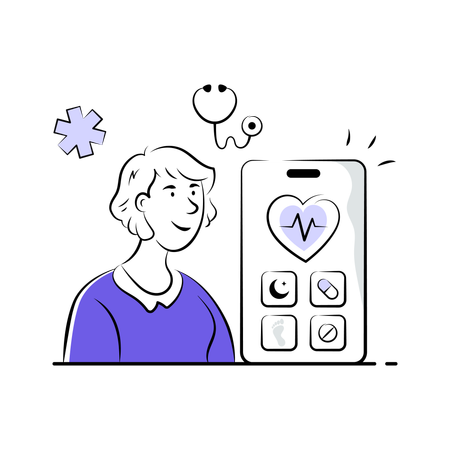 Doctor provide assistance for Mobile Health App  Illustration