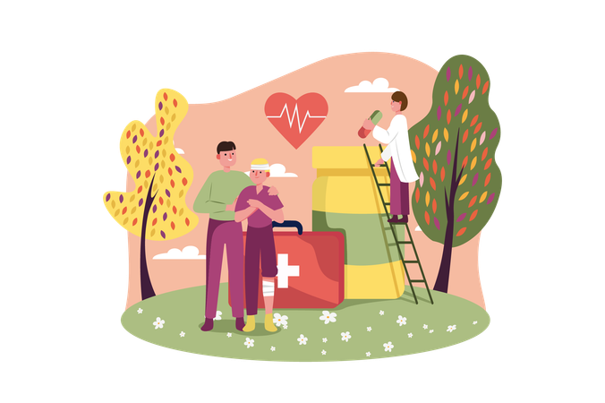 Doctor provides medical support to patient  Illustration