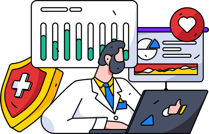 Doctor provides online consultation to patient  Illustration
