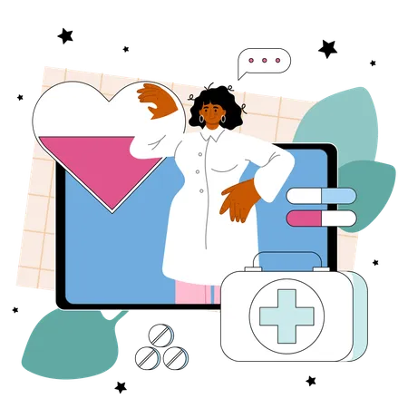 Doctor provides online help  Illustration