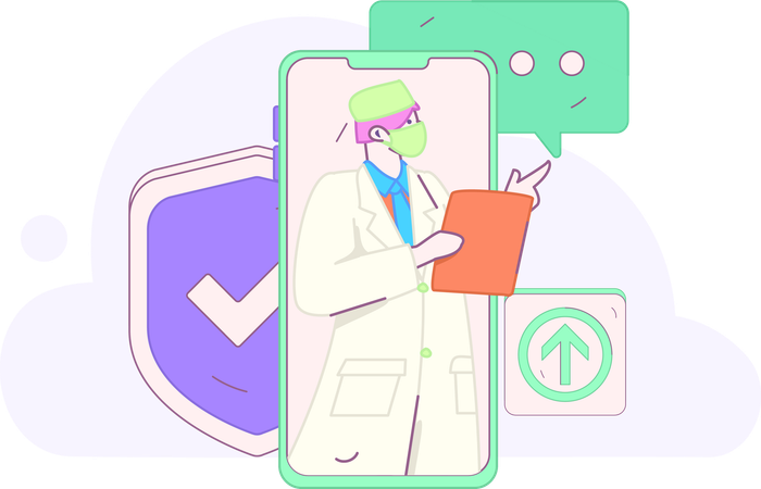 Doctor provides remote healthcare services  Illustration