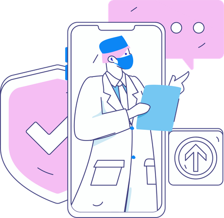 Doctor provides remote healthcare services  Illustration