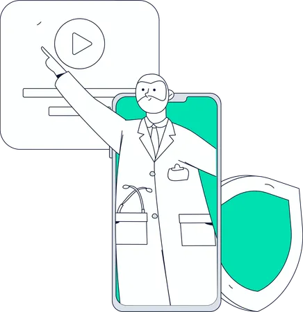 Doctor Providing Digital Health Services  Illustration