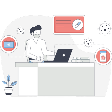 Doctor providing health service online  Illustration