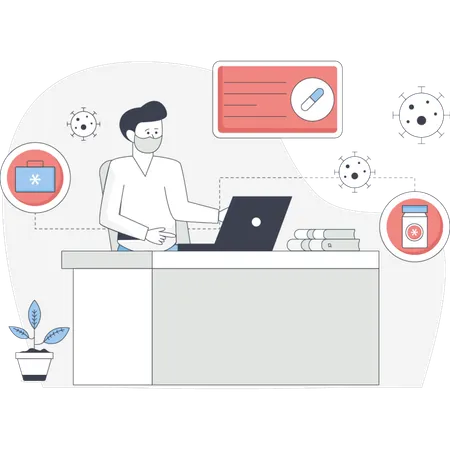 Doctor providing health service online  Illustration