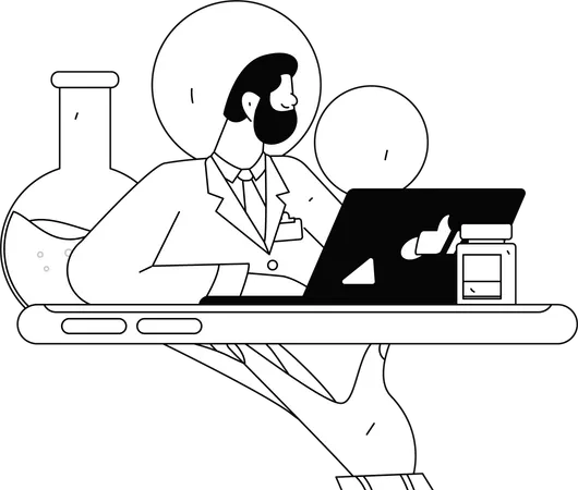 Doctor providing online consultation for old patient  Illustration