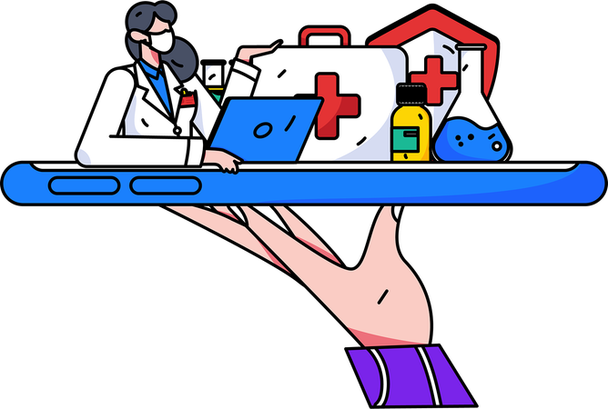 Doctor providing online consultation services  Illustration