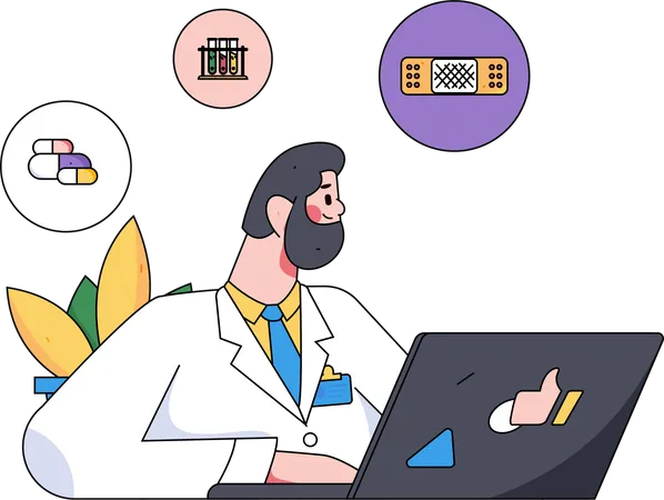 Doctor providing online consultation to patient  Illustration