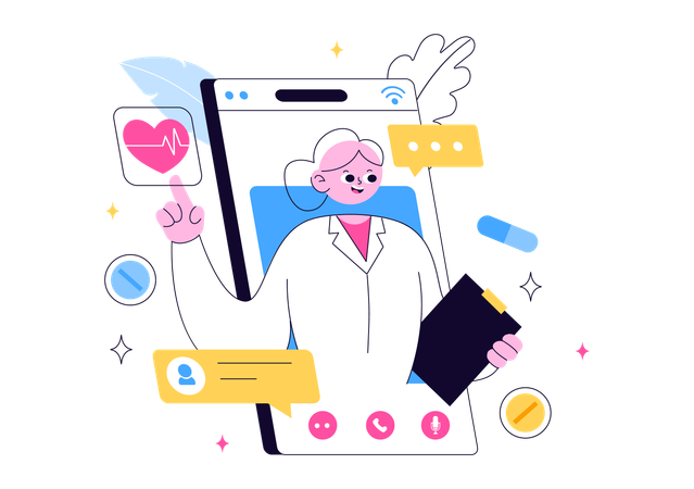 Doctor providing online healthcare service  Illustration