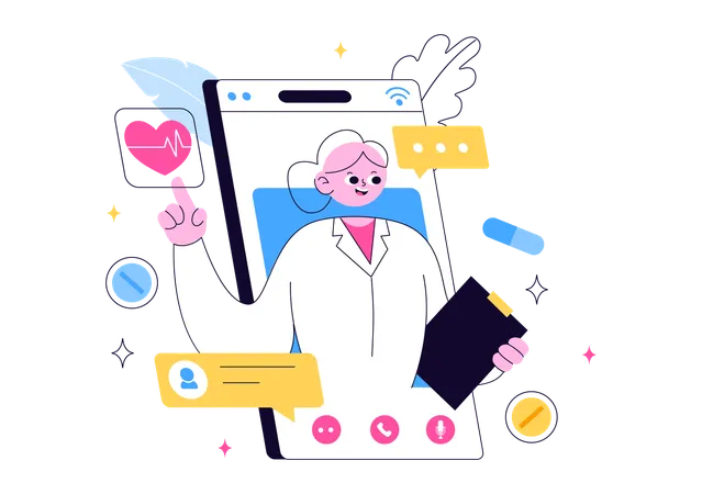 Doctor providing online healthcare service  Illustration