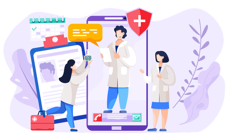 Doctor providing online medical consultation  Illustration