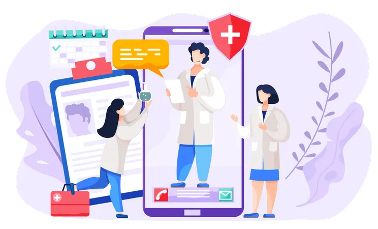 Doctor providing online medical consultation  Illustration
