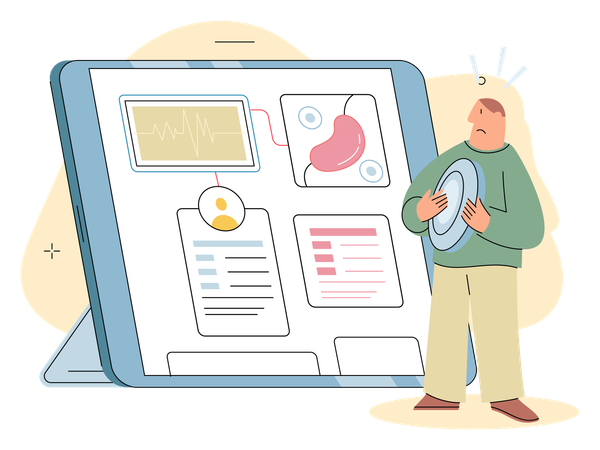 モバイルでオンライン医療サービスを提供する医師  イラスト