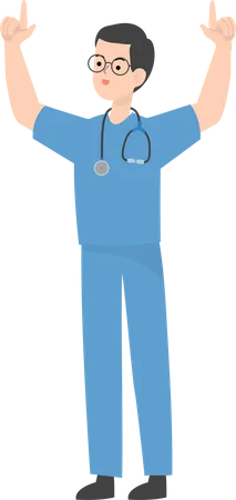 Doctor raising both hands Illustration