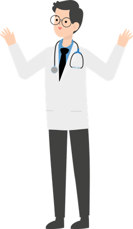 Doctor raising both hands Illustration