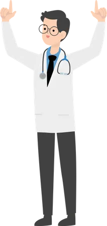 Doctor raising both hands  Illustration