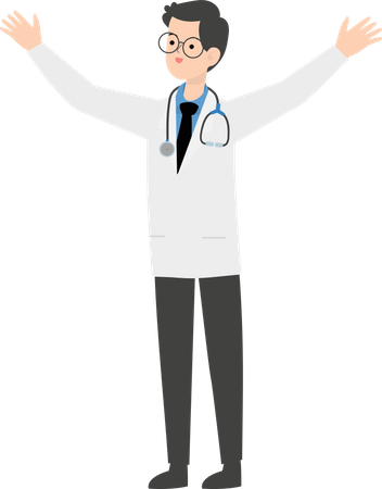 Doctor raising both hands  Illustration