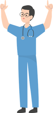 Doctor raising both hands  Illustration