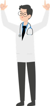 Doctor raising both hands  Illustration
