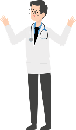 Doctor raising both hands  Illustration