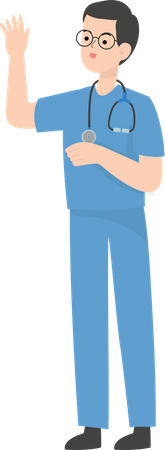 Doctor raising hand  Illustration