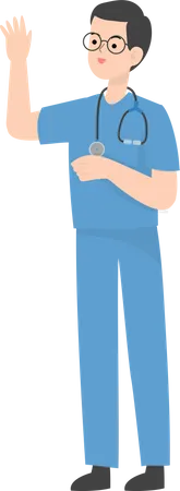 Doctor raising hand  Illustration