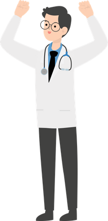 Doctor raising hands Illustration