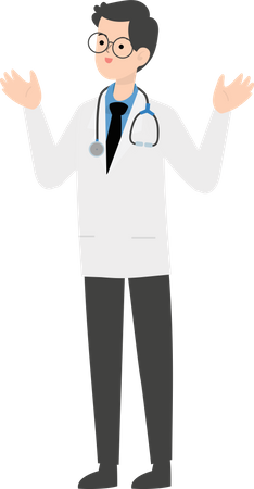 Doctor raising hands Illustration