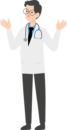 Doctor raising hands  Illustration