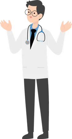 Doctor raising hands  Illustration