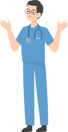 Doctor raising hands  Illustration