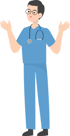 Doctor raising hands  Illustration