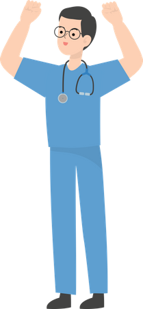 Doctor raising hands  Illustration