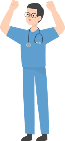 Doctor raising hands  Illustration