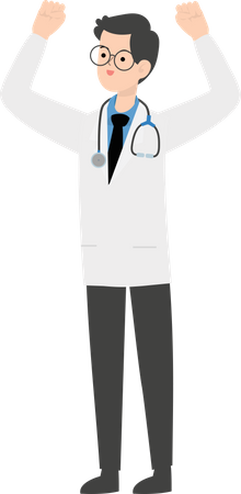 Doctor raising hands  Illustration