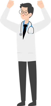 Doctor raising hands  Illustration